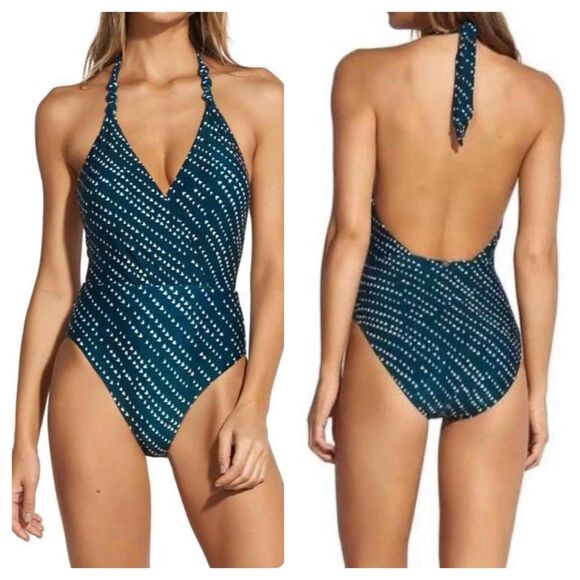 Vix Paula Hermanny Halter Tie-Back Plunge Navy Swimsuit Medium M - Picture 10 of 10